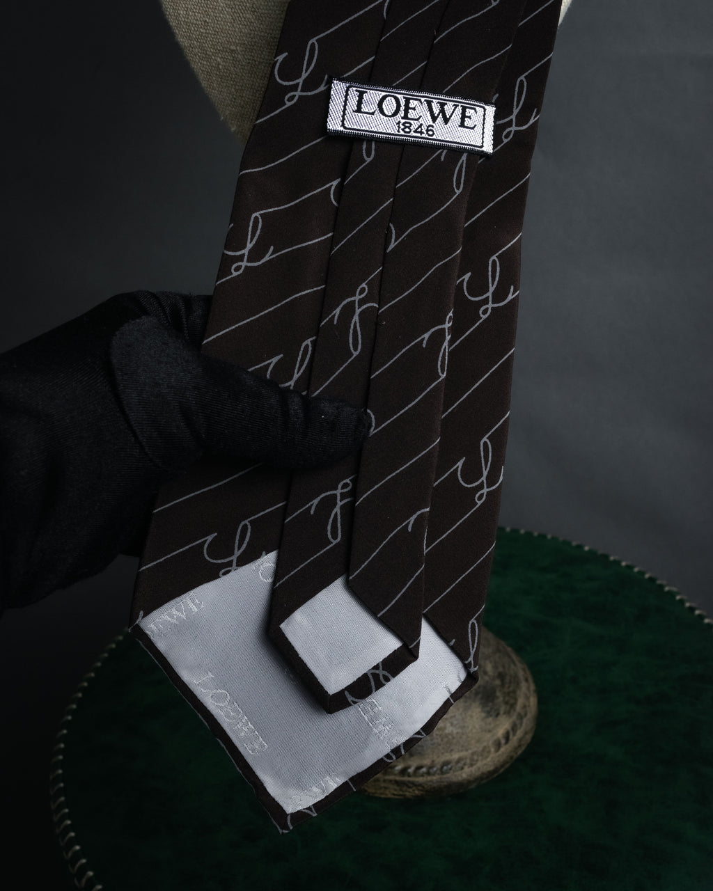 “LOEWE” 2000’s Script monogram silk tie
