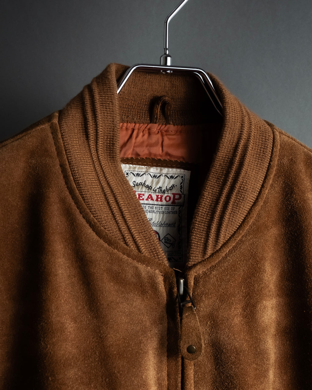 "SEAHOP" Ribbed design suede leather blouson