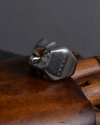 "GUCCI" Polished silver crystal sculptural ring