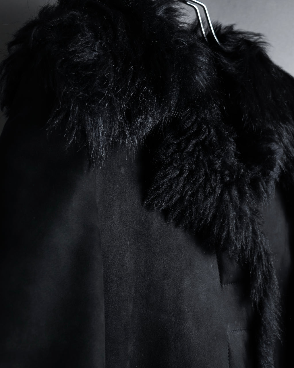 -SPECIAL- "GUCCI" 90's-00's Leather combination fur long coat