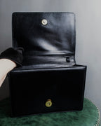 "Salvatore Ferragamo" Horizontal design pumps engraved leather one handle bag