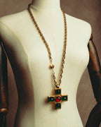 –SPECIAL– "CHANEL" 80's Gripoix Byzantine cross pendant necklace