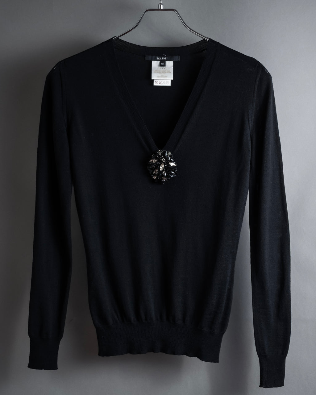 "GUCCI" Embellished v neck jewel knit sweater