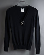 "GUCCI" Embellished v neck jewel knit sweater