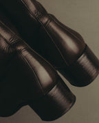"Hermès" Minimal dark brown leather ankle boots