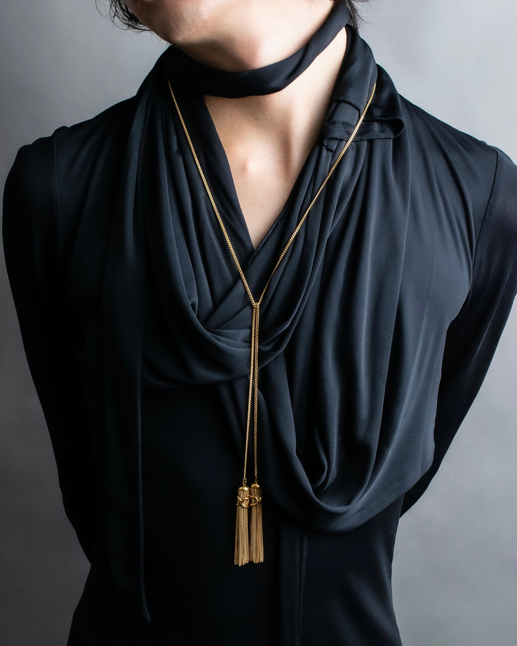 "CELINE" Fringe emblem design long necklace