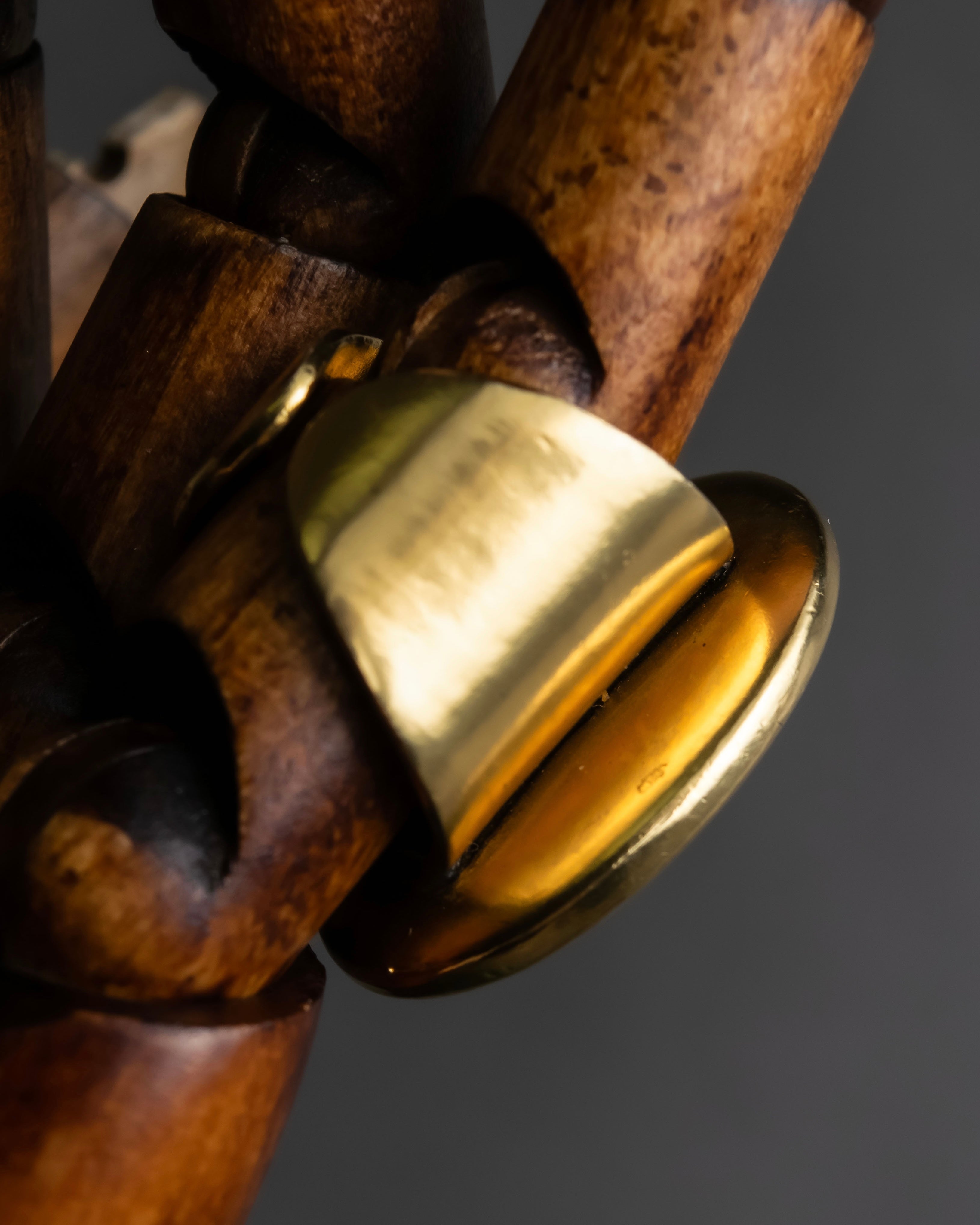 "JEAN PAUL GAULTIER" Cross motif leather panel gold ring