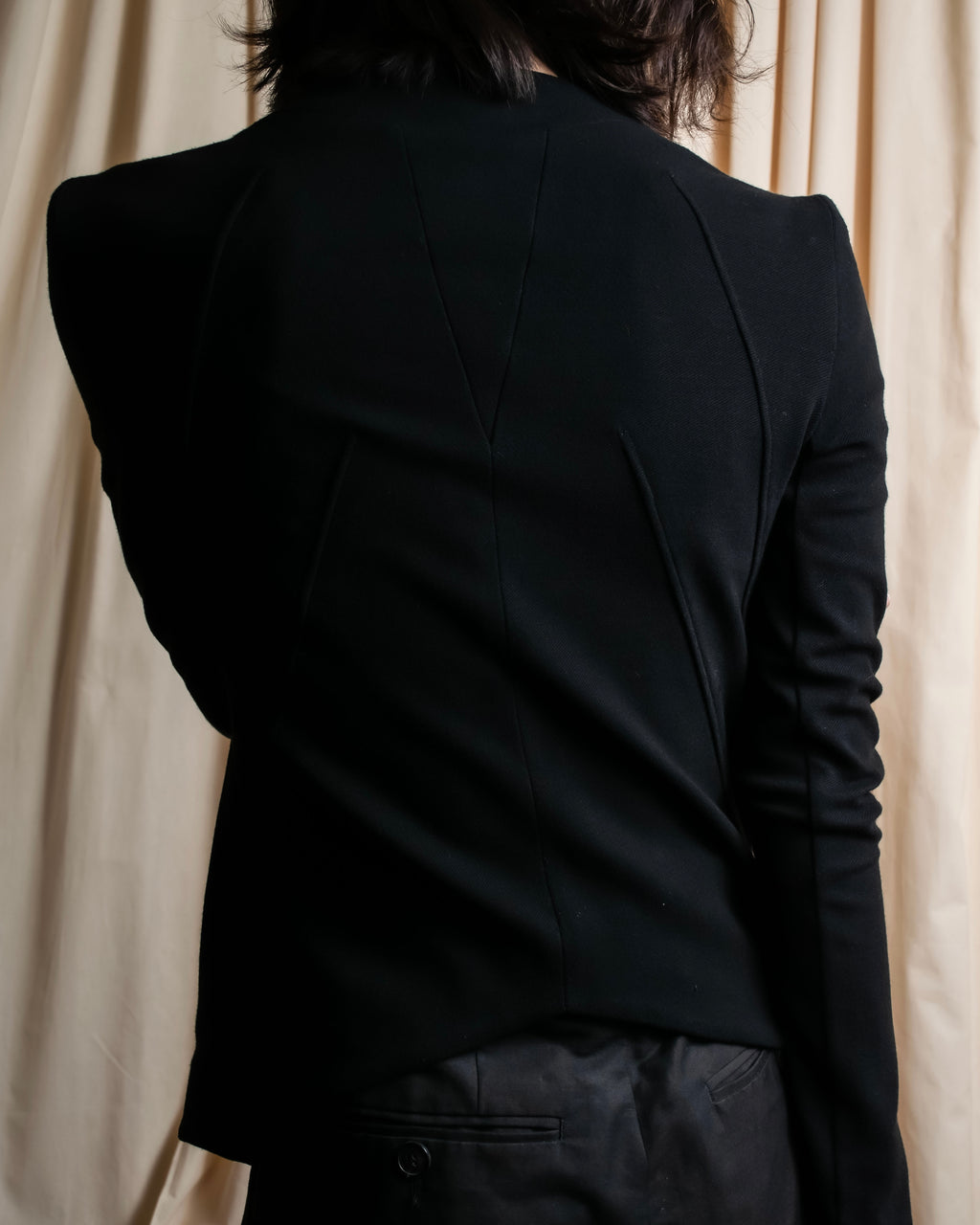 "HELMUT LANG" Zipper design sharp angle cutaway jacket