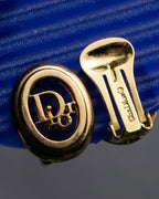 "Christian Dior" Logo cutout design gold earrings