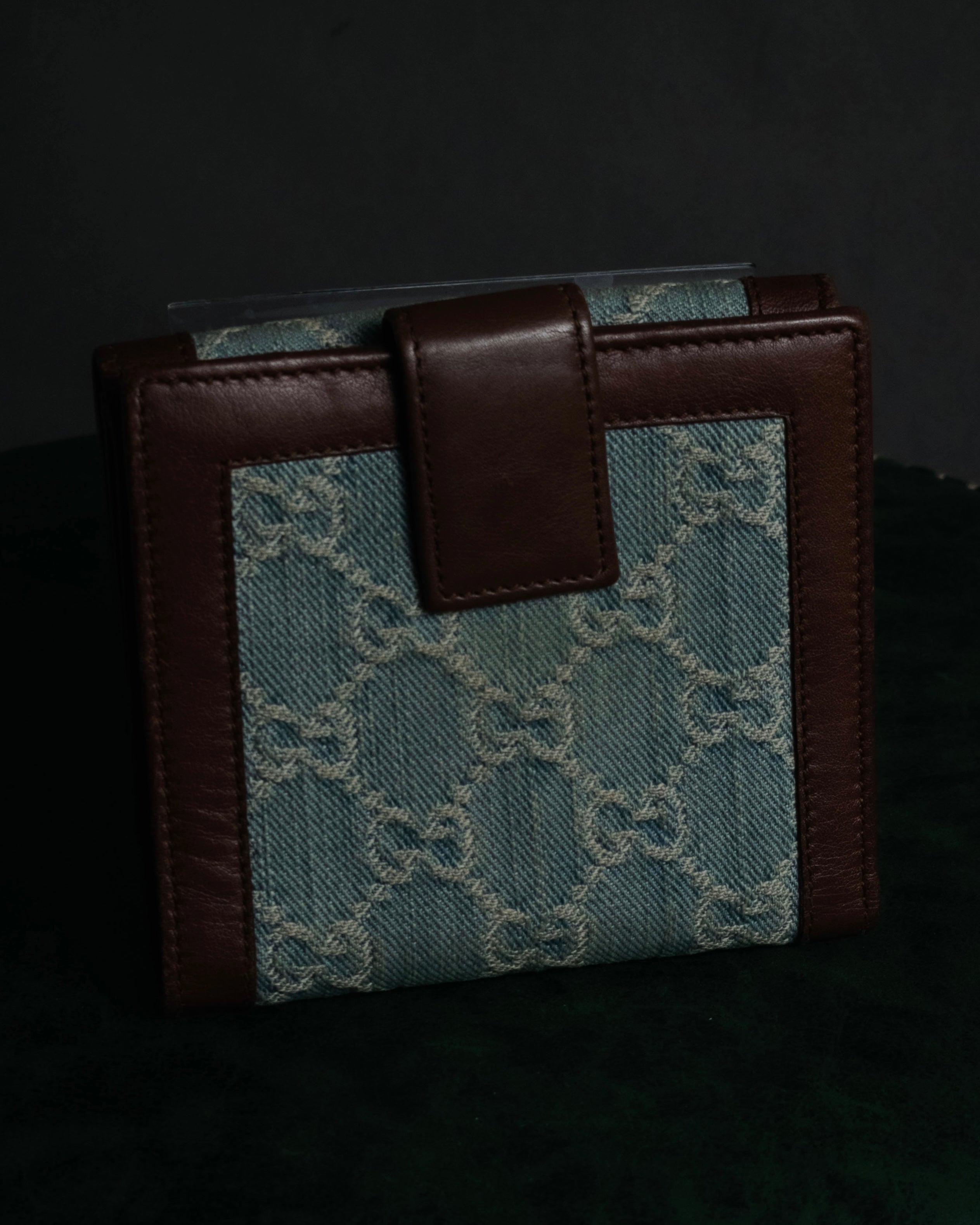 “GUCCI” 00’s GG denim script logo wallet
