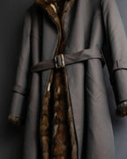 "HIROKI" Real fur lined maxi length belted coat