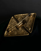 "YVES SAINT LAURENT" Granular texture diamond gold brooch
