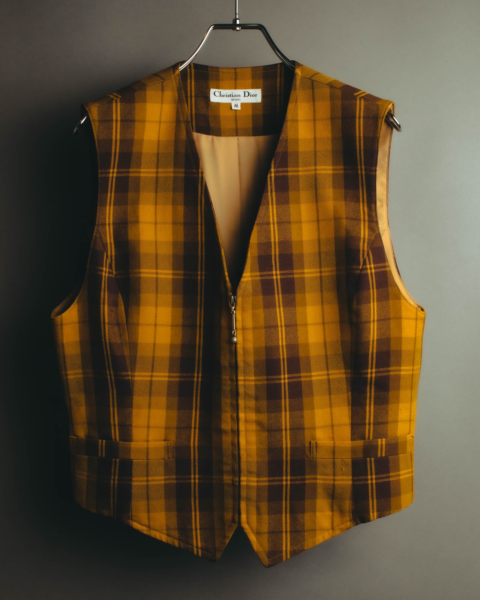 “Christian Dior” 90’s-00’s Plaid wool zip tailored vest