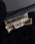 "HERMES" Margiela period Blue-grayish tone draped silk pullover