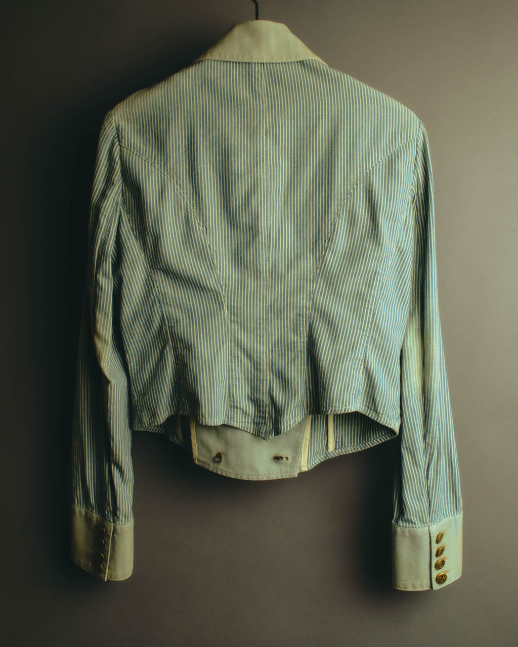 -SPECIAL- "Ralph Lauren" 00's Hickory stripe cotton double-breasted marine jacket