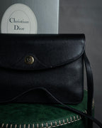 "Christian Dior" 80’s structured grained leather flap shoulder bag