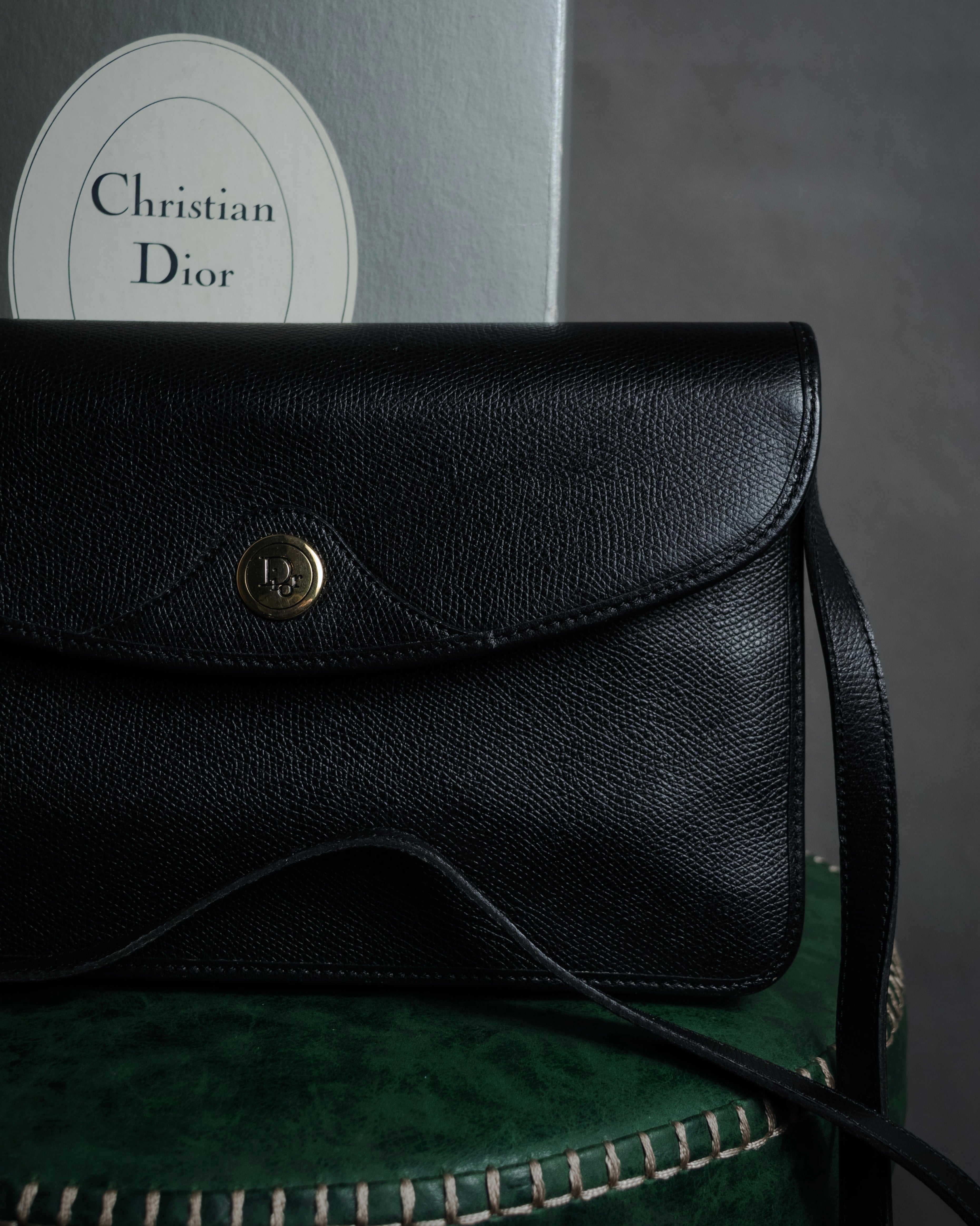"Christian Dior" 80’s structured grained leather flap shoulder bag