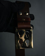 “FENDI” 2000’s FF studded sculptural leather belt