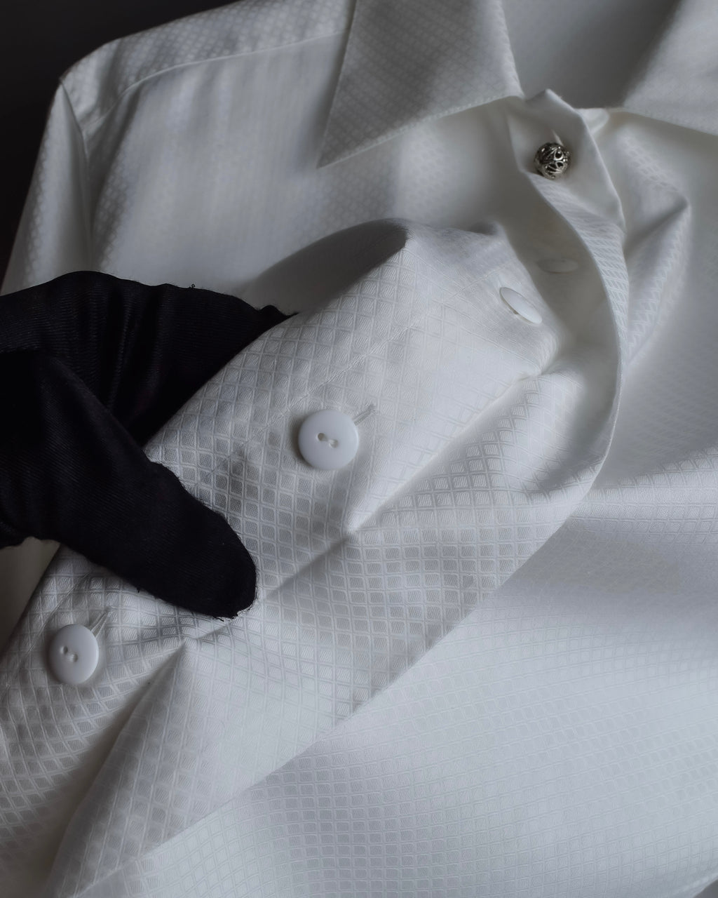 "Christian Dior" Diamond pattern woven metal button shirt