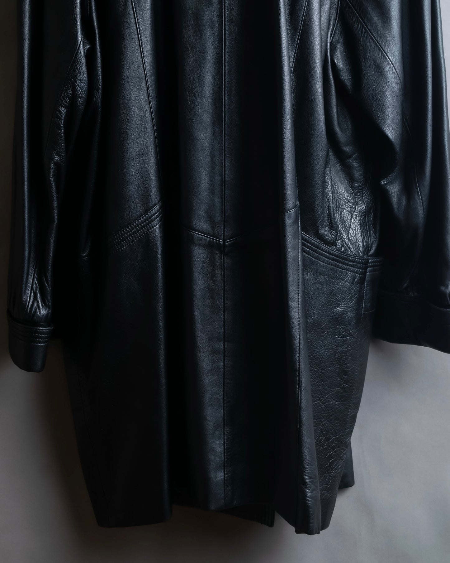 "PIERRE BALMAIN" Oversized double-breasted lamb leather tailored jacket