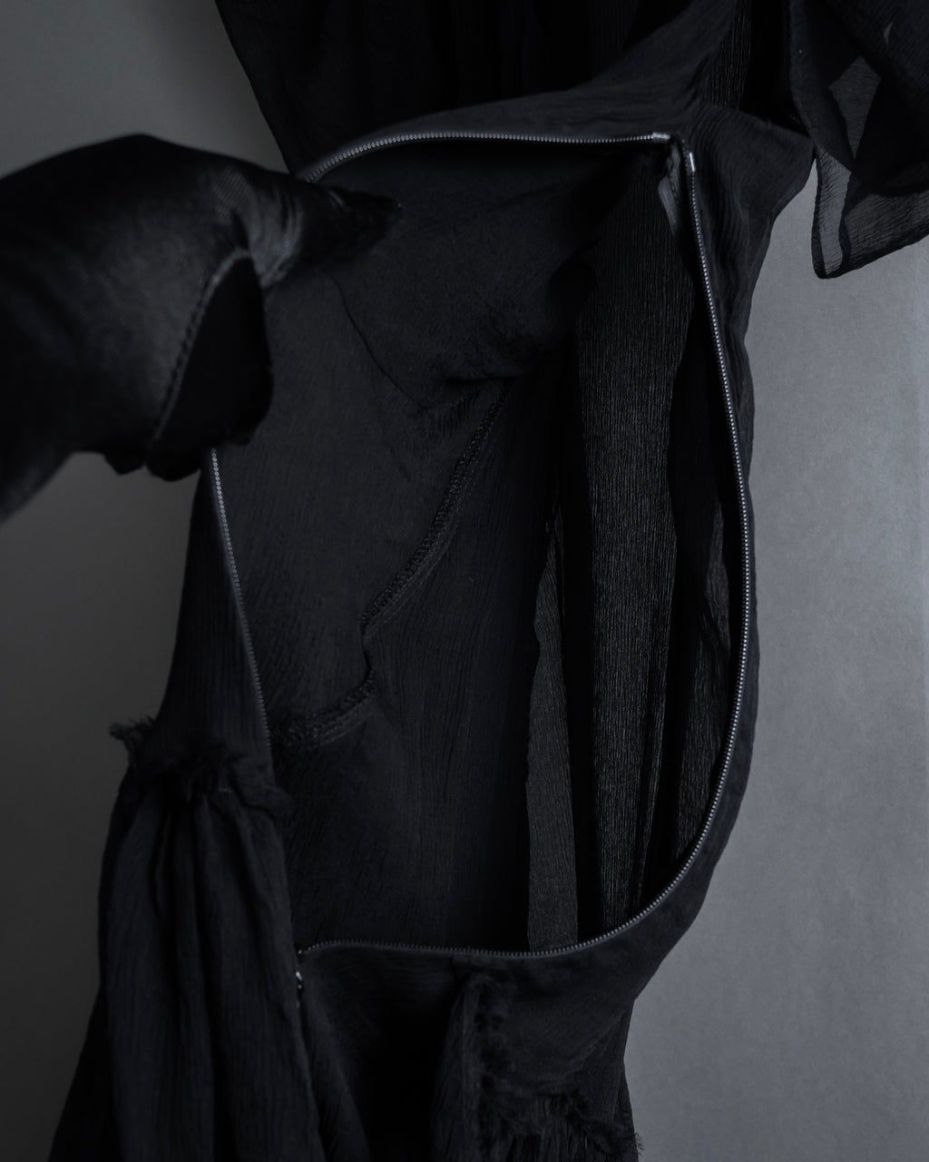 "MCQ Alexander McQueen" 06-10's Puffed sleeve gathered georgette long dress