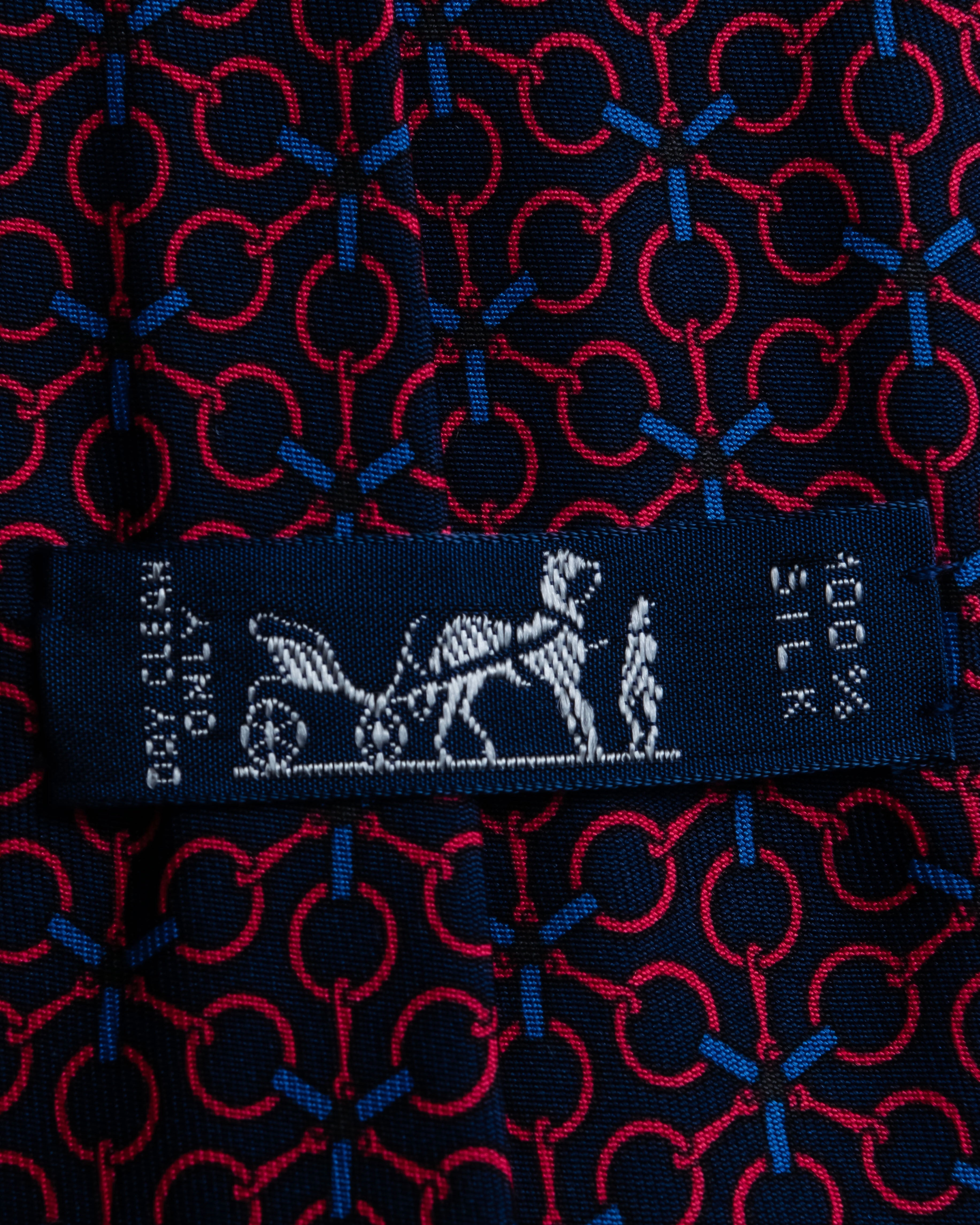 "HERMES" Geometric pattern silk necktie