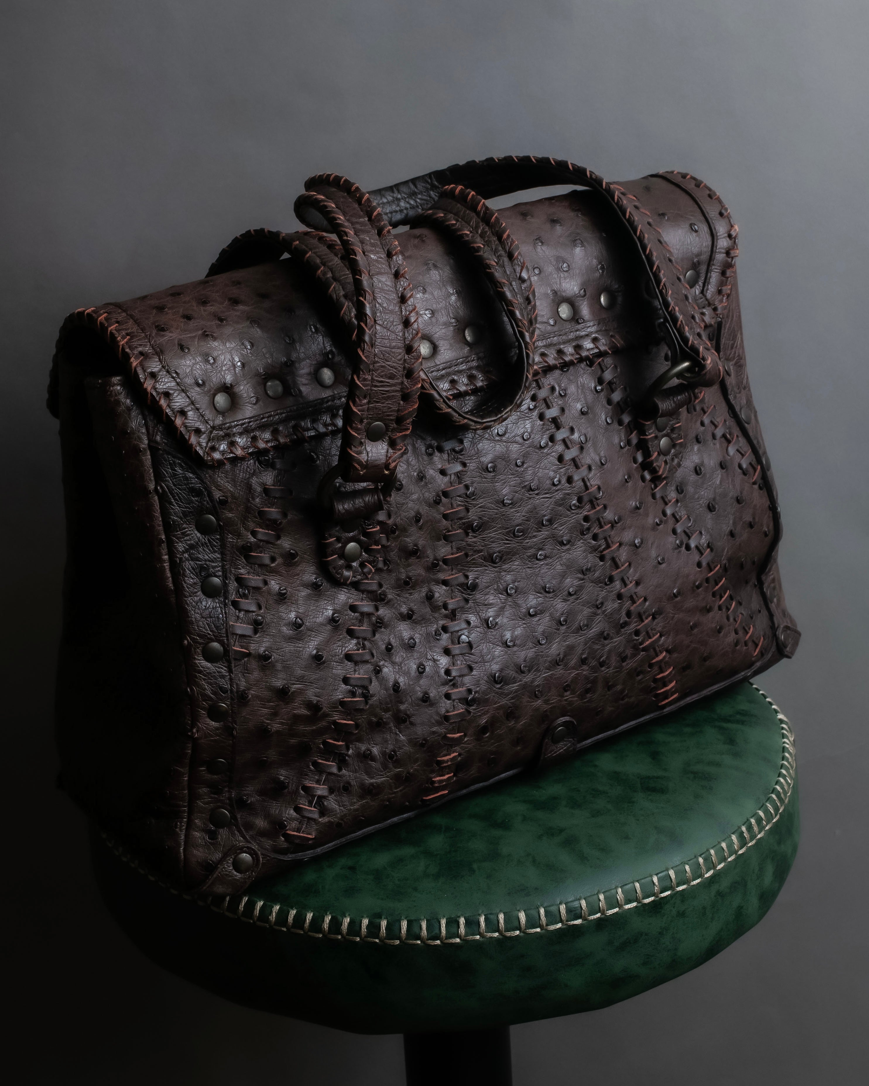 "Vintage JRA standard ostrich leather bag"