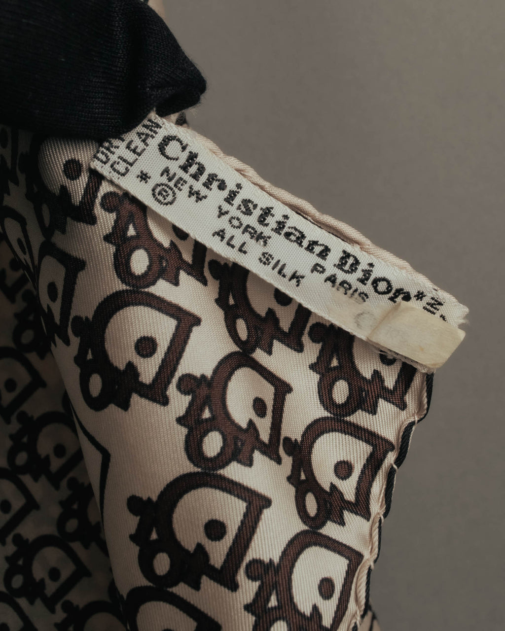 "Christian Dior" 70's-80's Oblique monogram silk scarf