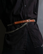 "CELINE" Oval link chain design leather combination belt