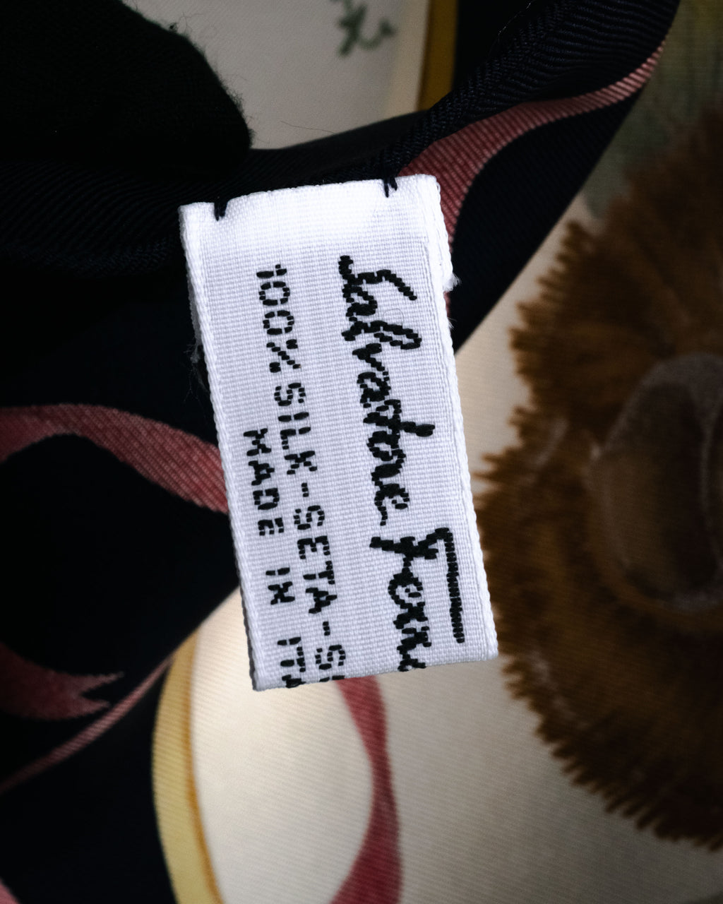 “Salvatore Ferragamo” 90’s Harvest still life silk scarf