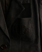 "Christian Dior PRETA-PORTER" CD logo embroidered suede tailored jacket