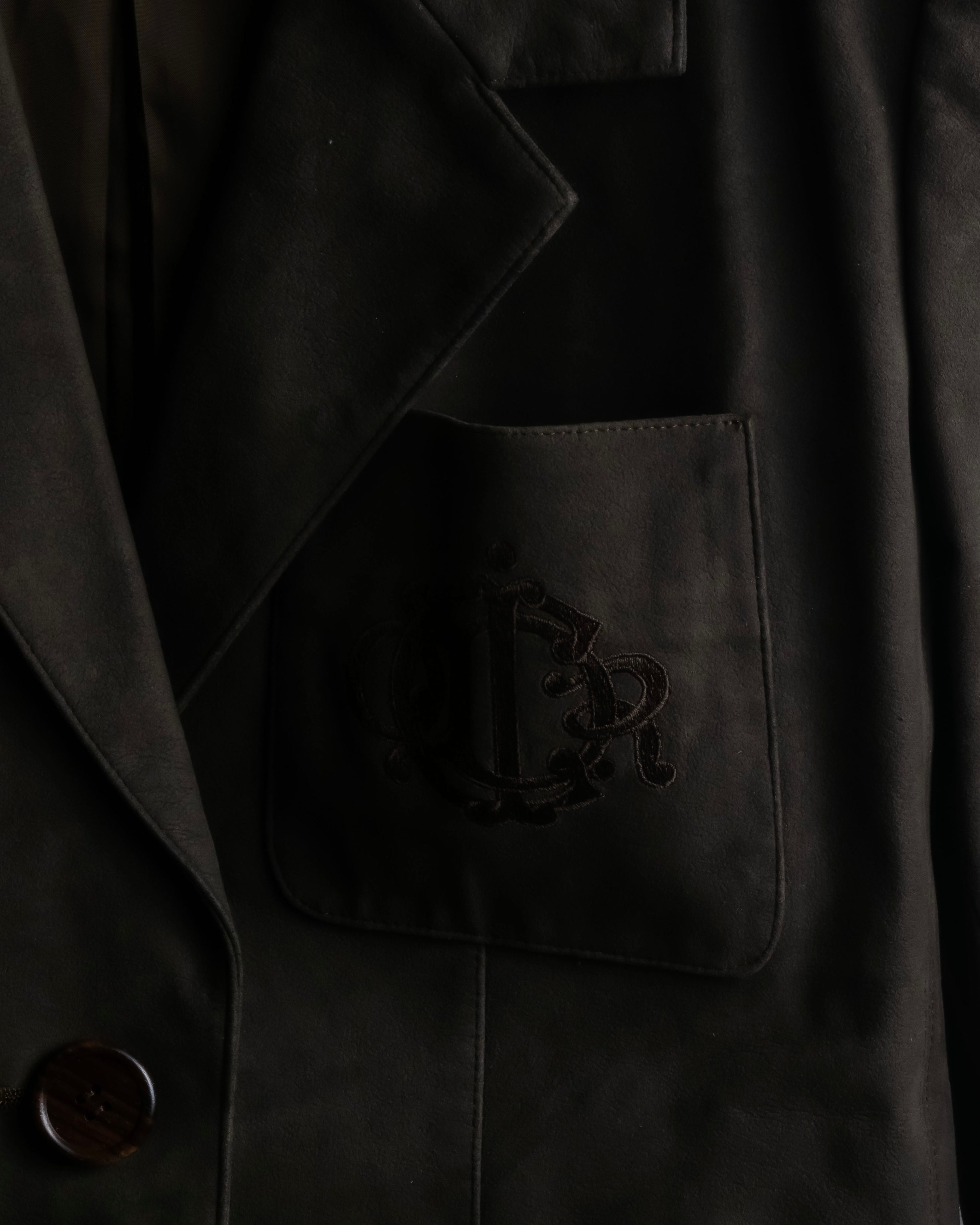 "Christian Dior PRETA-PORTER" CD logo embroidered suede tailored jacket