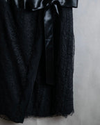 "RED VALENTINO"Ribbon belted design lace black dress