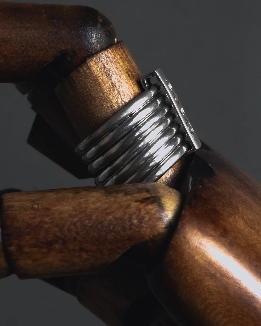 "Christian Dior" 00’s stacked wire silver 925 logo plate ring