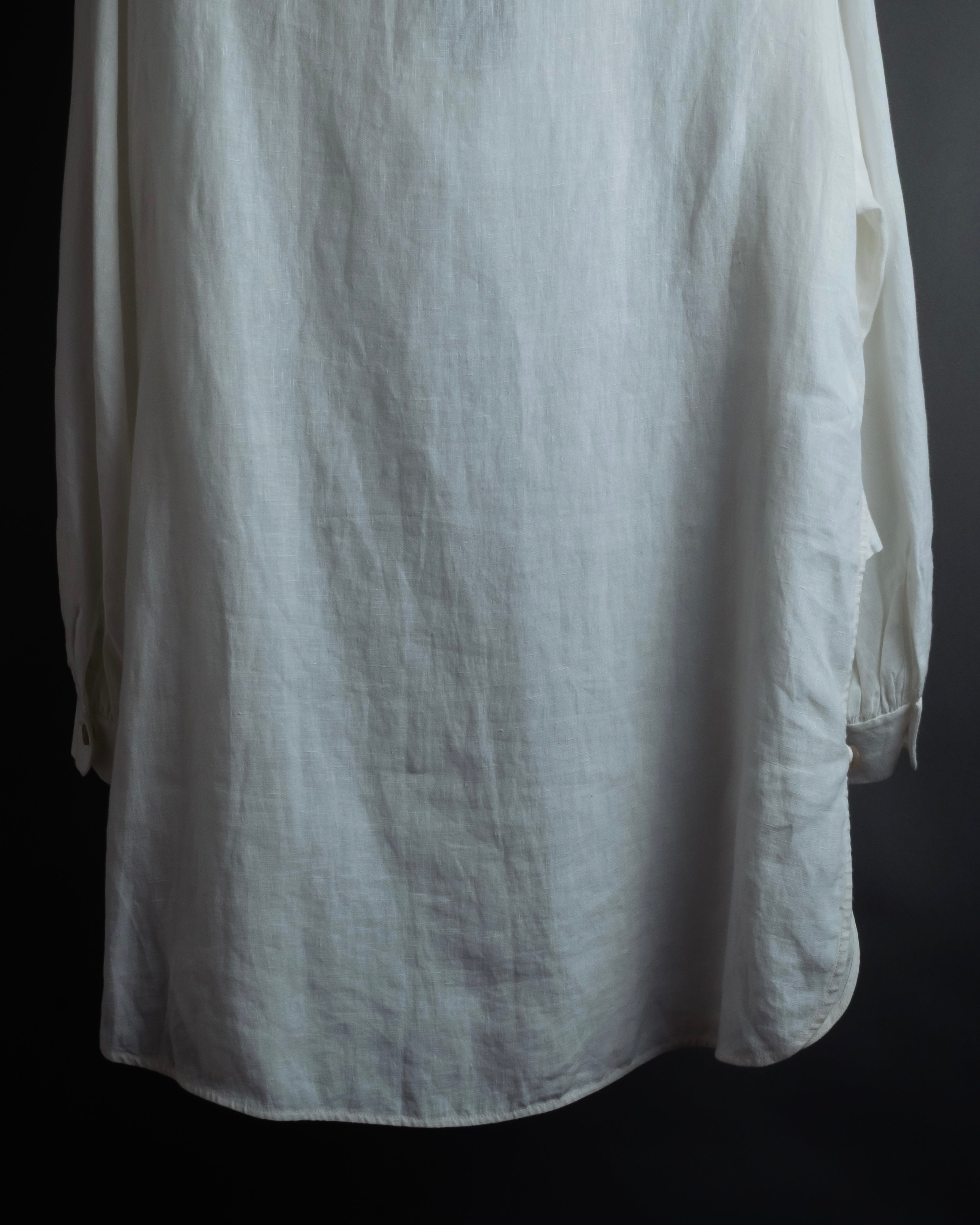 "GUCCI" Michele period ruffle round collar linen pullover shirt