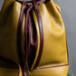 "Cartier" Drawstring design bicolor leather shoulder bag