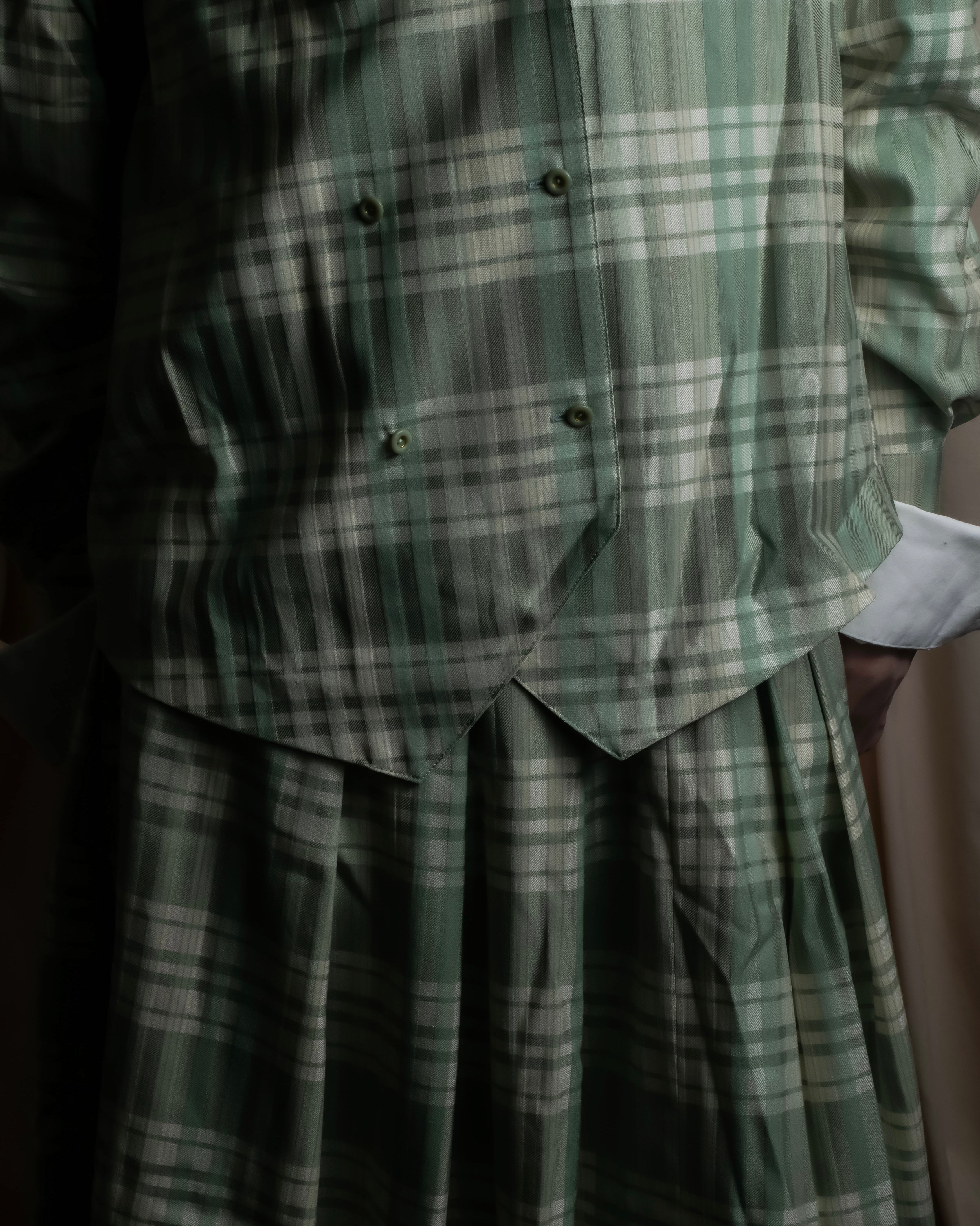 "BURBERRYS" Mint green check pattern skirt type set up