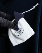 "PRADA" Raglan sleeves cotton navy color knit