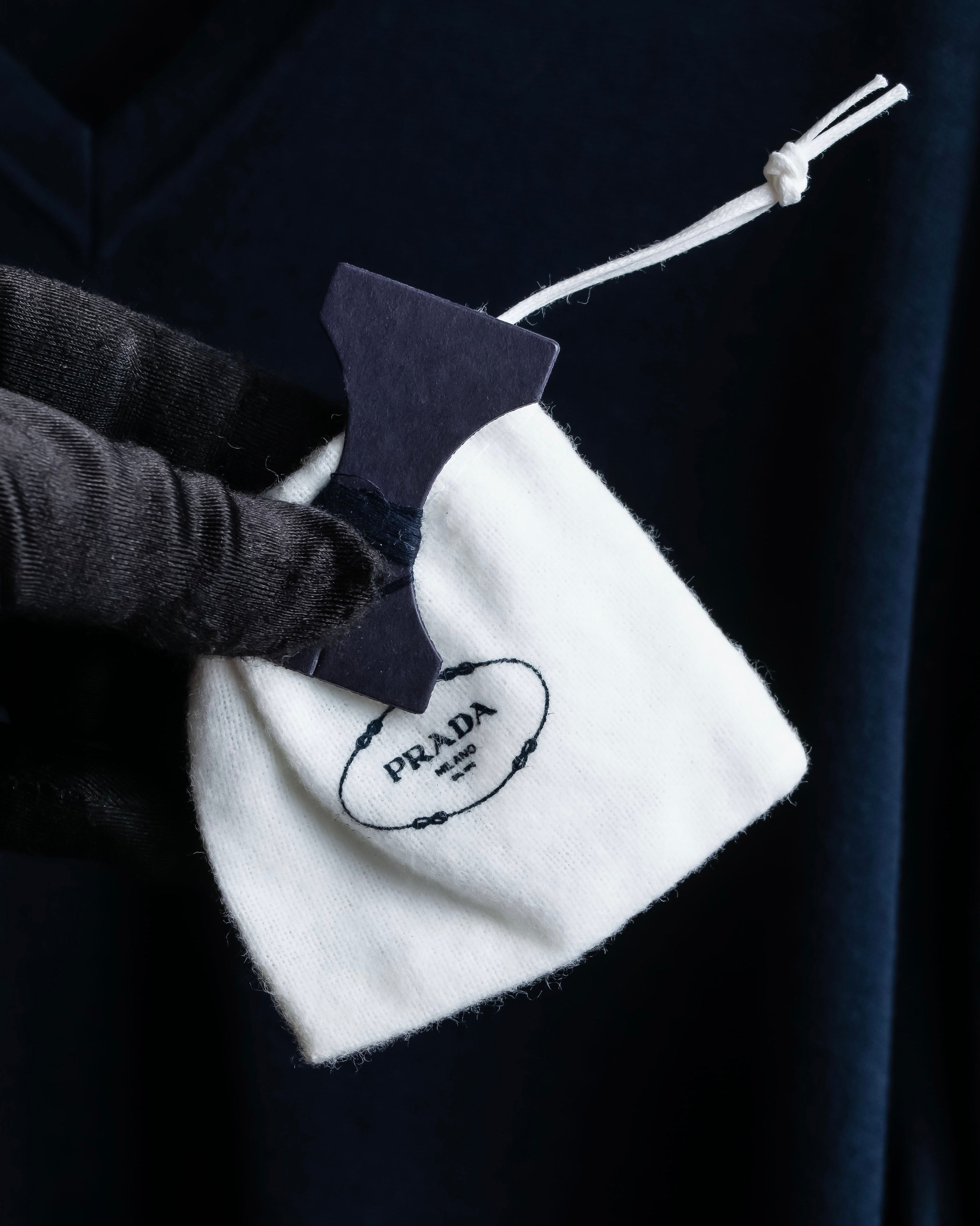 "PRADA" Raglan sleeves cotton navy color knit