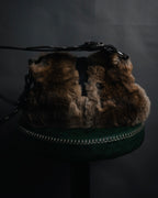 "DOLCE&GABBANA" 00’s-10’s Fur shoulder bag with logo hardware