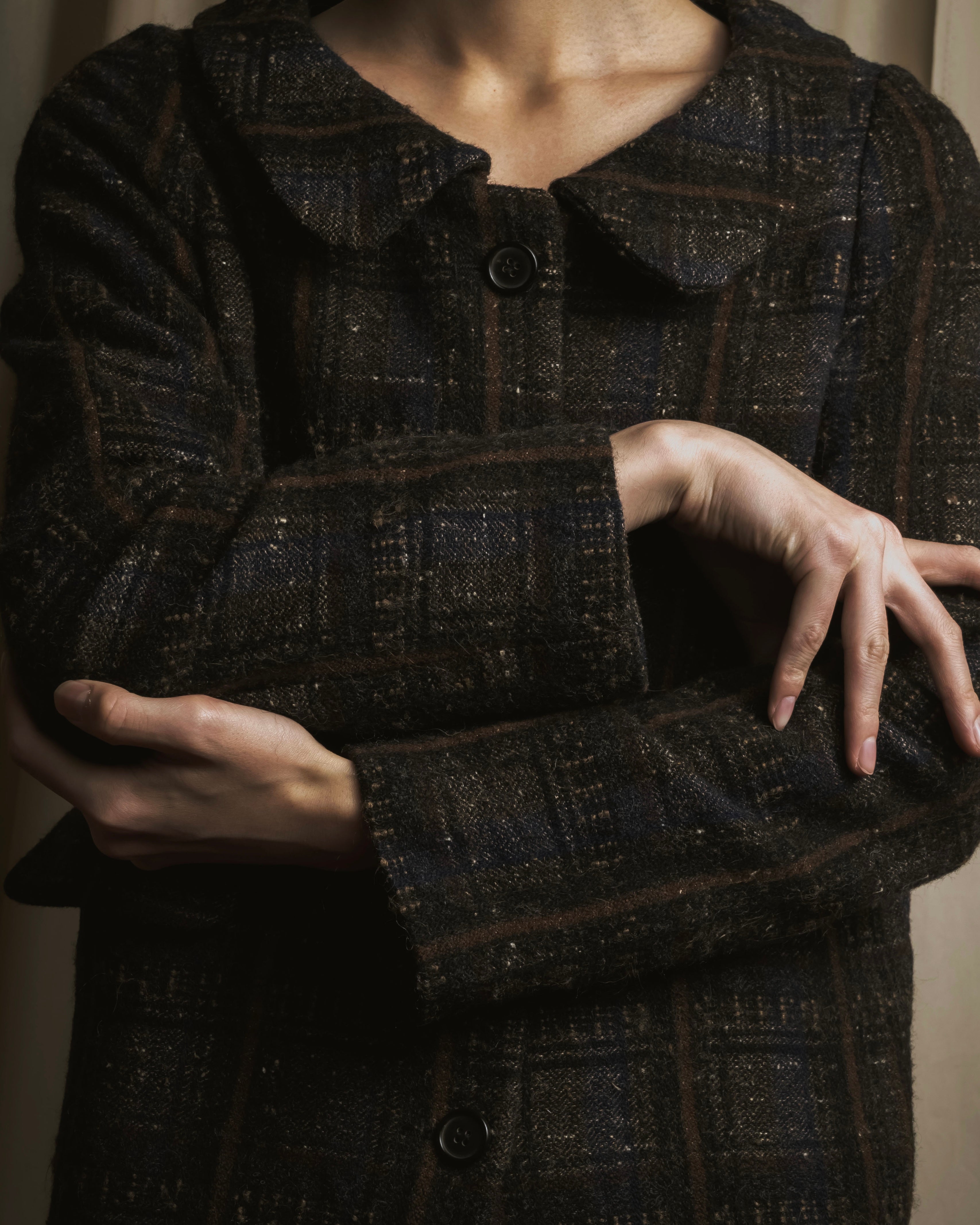 Abrigo de mezcla de lana con cuadros texturizados de los años 90-00 de "MARNI"