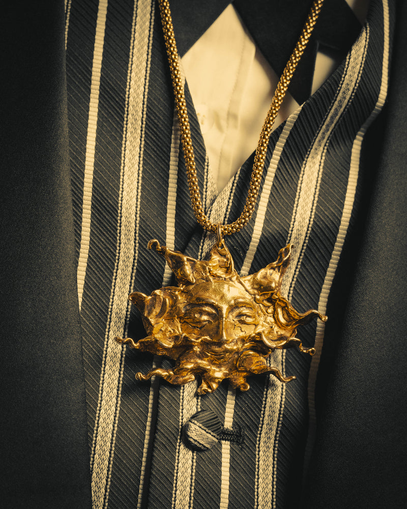 -SPECIAL- “HERMÈS” 90’s Sun face sculptural pendant necklace