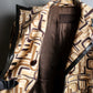 "PRADA" 1996fall Geometric pattern leather trim design mid length coat