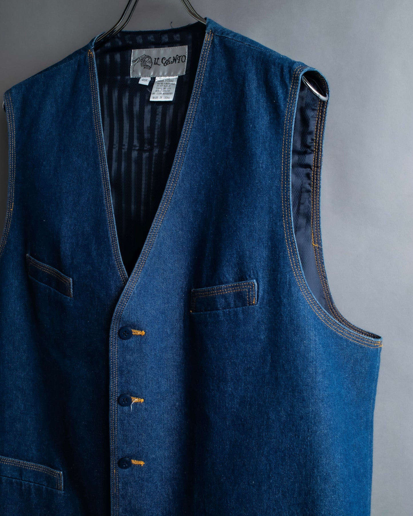 "Vintage stitch design denim vest"