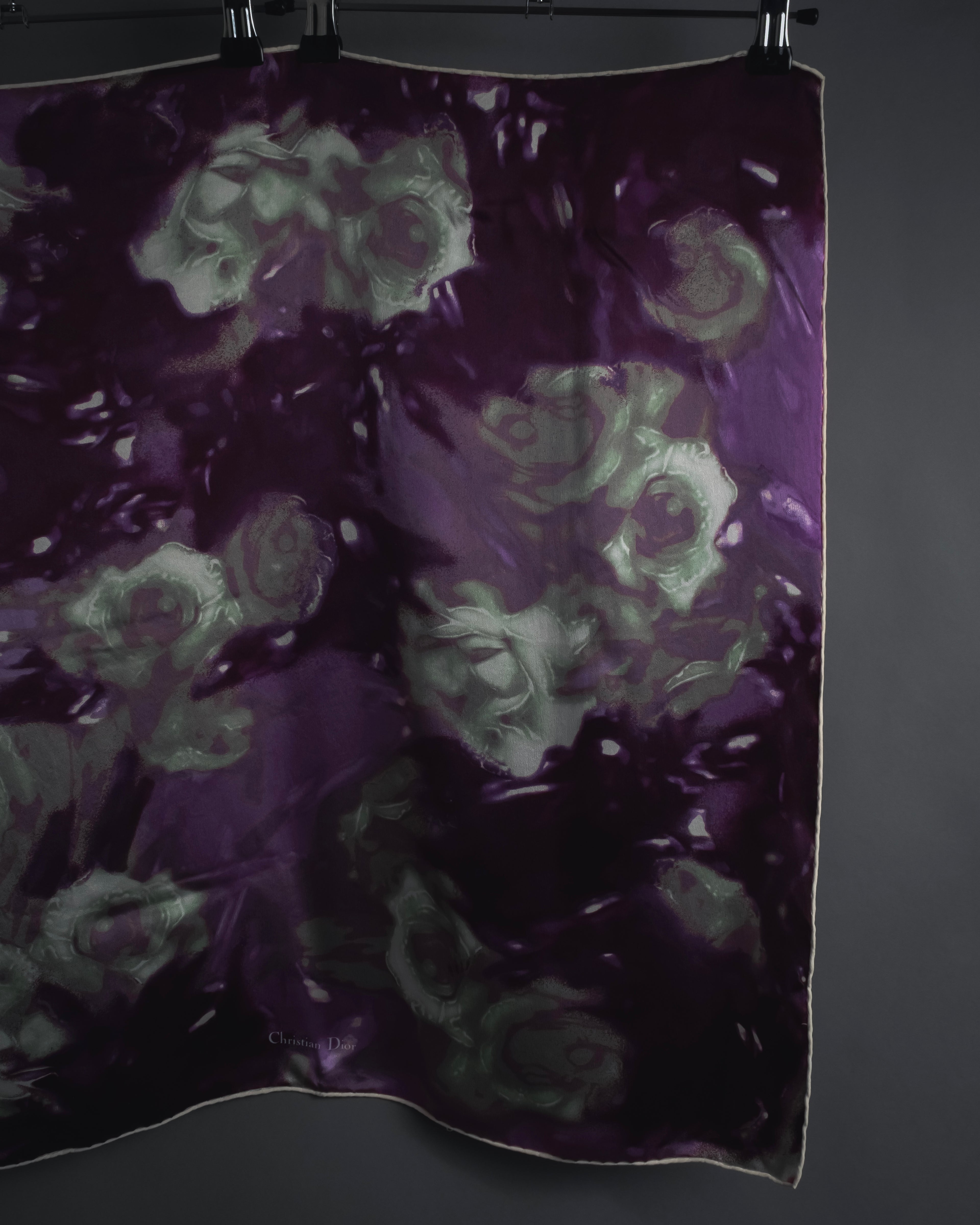 "Christian Dior" Abstract floral marbled print scarf