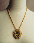 -SPECIAL- “Christian Dior” 80’s-90’s Sunburst amber glass pendant brooch
