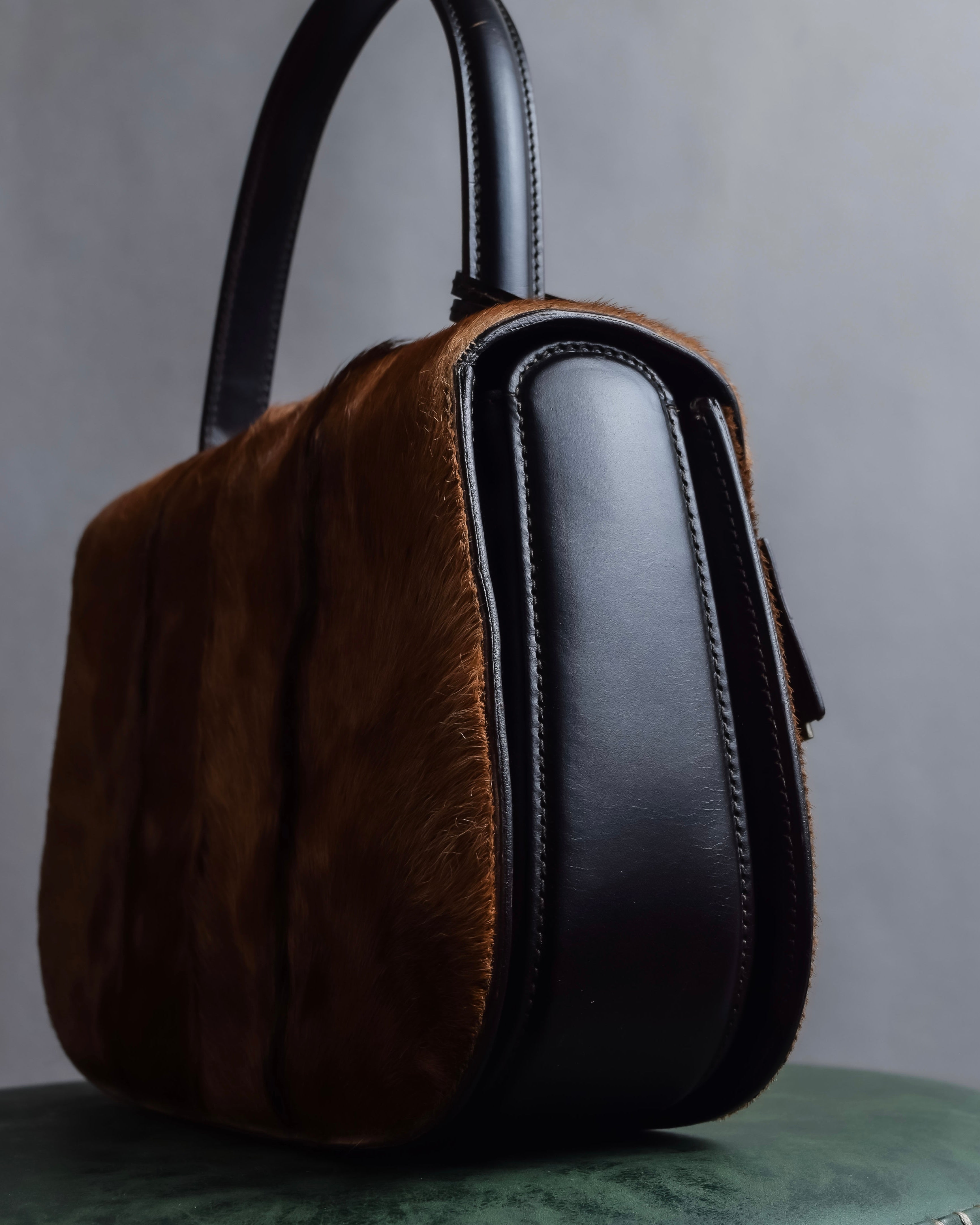 "GUCCI"「1947」 pony leather combination bamboo hand bag