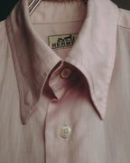 "Hermès" 80's-early 90's Pale pink herringbone cotton dress shirt