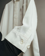 “UMBERTO GINOCCHIETTI“ 80’s-90’s pleated front ivory dress shirt