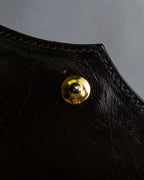 "YVES SAINT LAURENT" Brogue decorative design lizard embossed leather shoulder bag